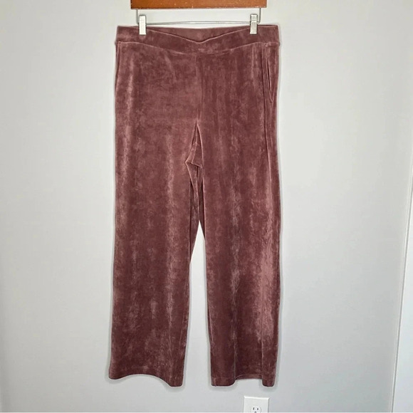 PureJill Mauve Velour Pull‎ On Pants Size Medium Comfy Cozy Soft Pockets Lounge - Picture 1 of 9